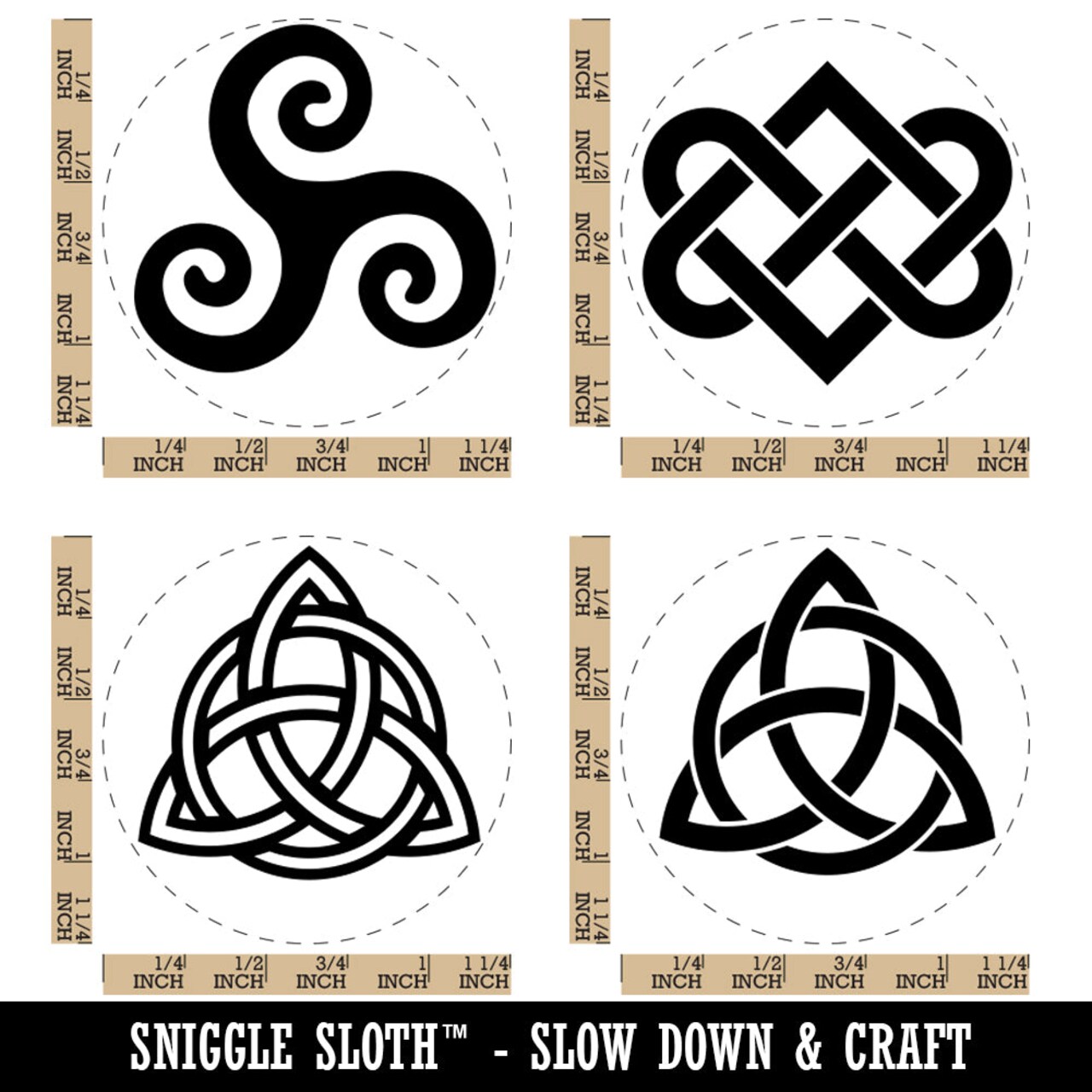 Celtic Symbols Triquetra Knot Triskele Spiral Rubber Stamp Set for Stamping Crafting Planners